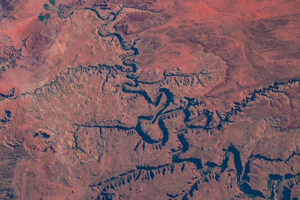 Vista Aérea Del Río Green Parque Nacional Canyonlands Cerca Moab — Foto de Stock