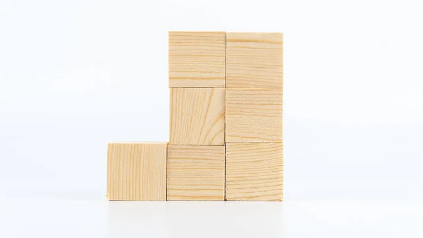 Wooden Cubes Copy Space Text Isolated White Background Blank Area — Stock Photo, Image