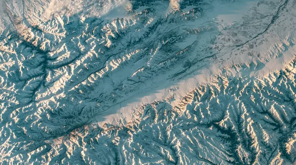 Vista Aérea Del Paisaje Montañoso Nieve Cubierto Montañas Fondo Invierno — Foto de Stock