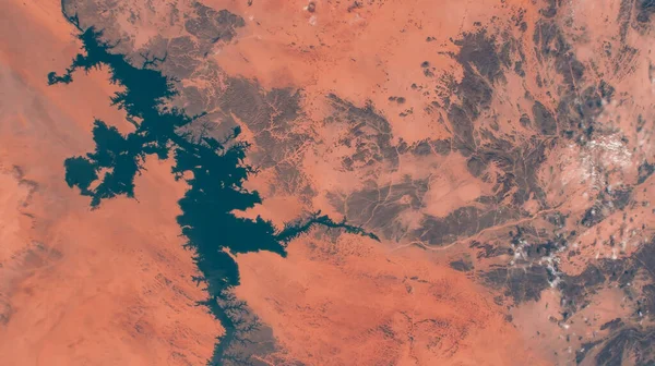 Lago Nasser Sur Egipto Vista Aérea Del Lago Paisaje Terrestre — Foto de Stock