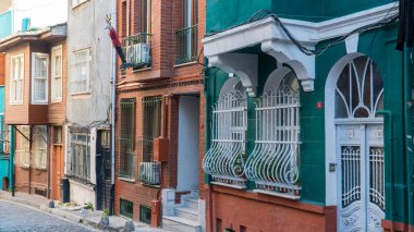 Balat district in Istanbul Turkey. Colorful houses in Balat. historic streets in Istanbul.