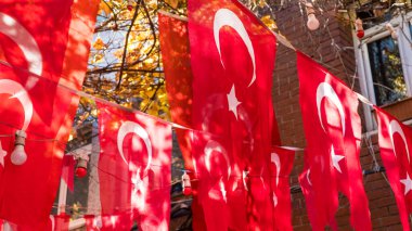 Turkish flag. Celebrating Turkish National holidays. April 23 National Sovereignty and Children's Day or 23 Nisan. May 19 Ataturk Commemoration, Youth and Sports Day or 19 Mayis. August 30 Victory Day