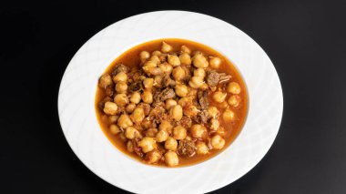 Etli Nohut. Chickpeas with meat. Traditional Turkish food. Turkish cuisine. Homemade healthy dishes concept