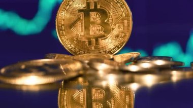 Bitcoin ve bitcoin çizelgesi. Kripto para ticareti. Bitcoin arkaplanı.