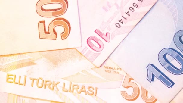 Турецька Ліра Турецькі Банкноти Ліри Турецька Лірасі — стокове відео