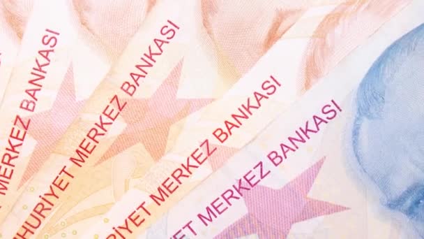Турецкая Лира Банкноты Турецких Лир Турки Лираси Турецком Языке — стоковое видео
