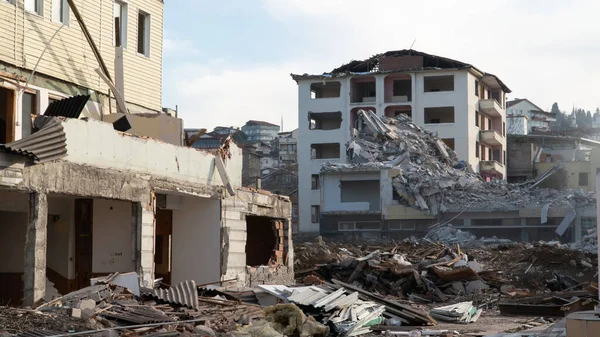 Землетрясение Турции Разрушенные Дома После Сильного Землетрясения Турции Выборочный Акцент — стоковое фото
