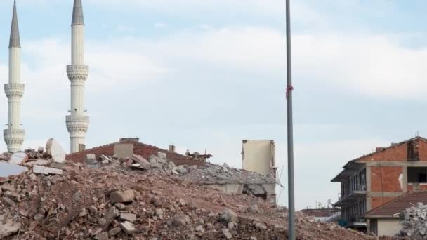 Earthquake Turkey Ruined Houses Massive Earthquake Turkey Magnitude Quake Effected — Stok Video