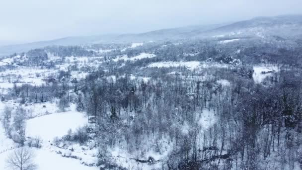 Vista Aérea Montanha Coberta Neve Temporada Inverno Vale Nevado Mau — Vídeo de Stock