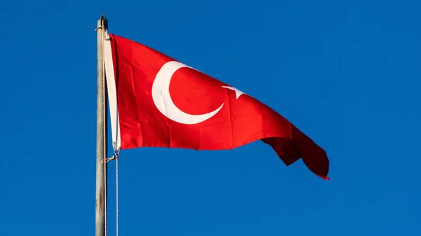 Bandeira Turca Bandeira Turca Céu Pôr Sol Dramático Conceito Feriados — Fotografia de Stock
