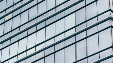 Gökdelenlerin ofis dışı. Yüksek binaların ayrıntıları. Finansal bölge. Cam paravan teknoloji endüstrisi