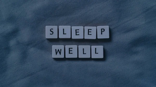 Κοιμηθείτε Καλά Τις Λέξεις Ένα Μαλακό Σεντόνι Έννοια Της Υγείας — Φωτογραφία Αρχείου