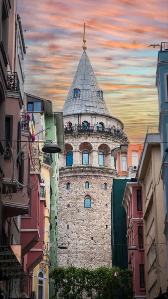 Галатская Башня Башня Галата Стамбуле Вид Снизу Поездка Турцию Достопримечательности — стоковое фото