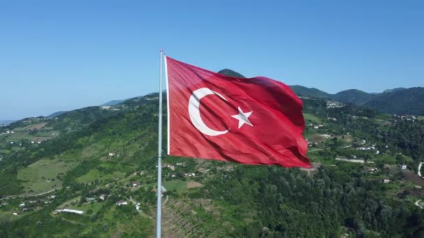 Agustos Zafer Bayrami Concept Luchtfoto Van Turkse Vlag Augustus Overwinningsdag — Stockvideo