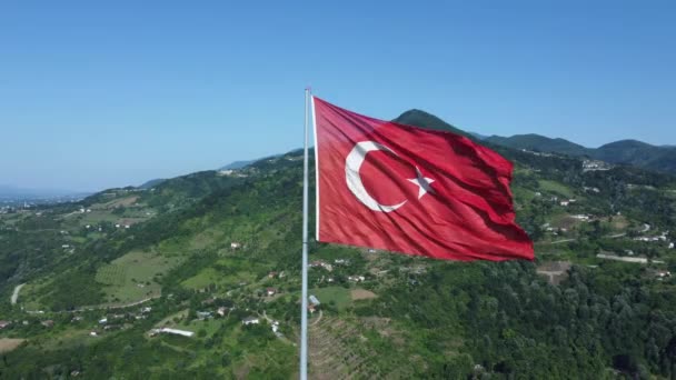 Agustos Zafer Bayrami Concepto Vista Aérea Bandera Turca Agosto Día — Vídeos de Stock