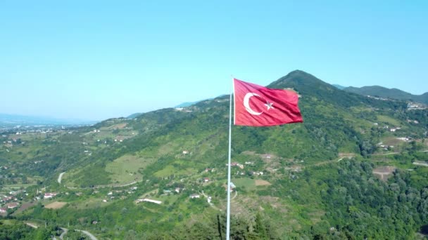 Agustos Zafer Bayrami Koncept Turkiska Flaggans Flygvy Augusti Segerdag Turkisk — Stockvideo