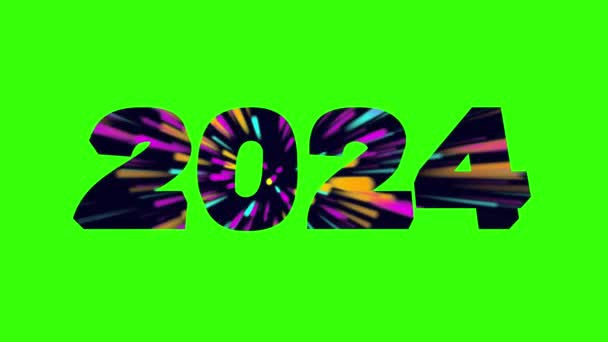 2024 Text Concept Firework Neon Light Effect Happy New Year — Stock Video