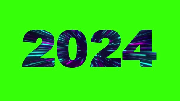 2024 Έννοια Κειμένου Πυροτεχνήματα Νέον Φως Αποτέλεσμα Καλή Χρονιά 2024 — Αρχείο Βίντεο