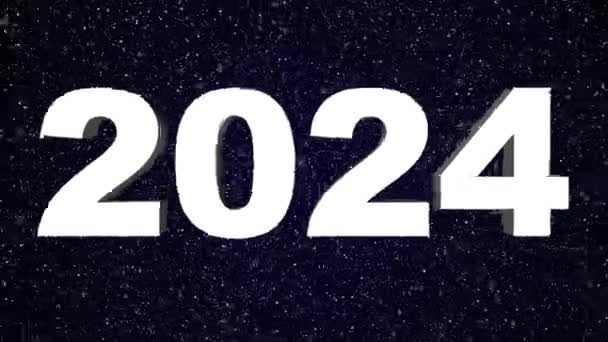 2024 Текстовая Концепция Фейерверком Неоновым Светом 2024 Текст Нового Года — стоковое видео