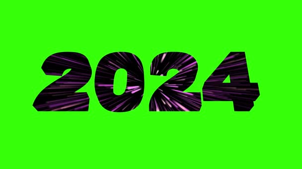 2024 Έννοια Κειμένου Πυροτεχνήματα Νέον Φως Αποτέλεσμα Καλή Χρονιά 2024 — Αρχείο Βίντεο
