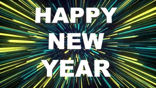 Ευτυχισμένο Νέο Έτος Φώτα Καλή Χρονιά 2024 Έννοια Κείμενο — Αρχείο Βίντεο