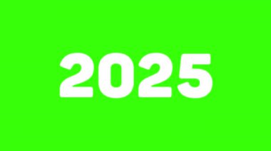 2025 Yeşil ekranlı mutlu yeni yıl animasyonu. 