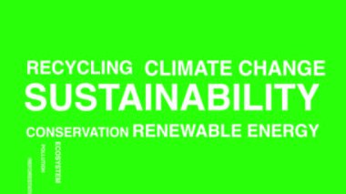 Sürdürülebilirlik kelimeleri. Yeşil ekranlı sürdürülebilirlik sözcüğü bulutu