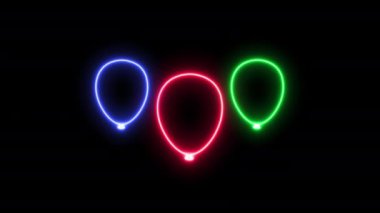 Neon efektli balonlar. Alfa kanallı renkli balon tasarım elemanı. Parti arkaplanı