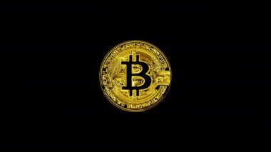 Bitcoin animasyonu. Alfa kanallı Bitcoin simge canlandırması.