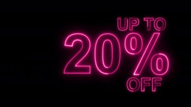 % 20 indirimli indirim. 20 'ye kadar kapalı neon ışığı işareti