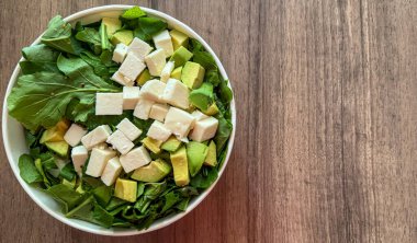 Salata kasesi manzaralı. Sağlıklı gıda konsepti.