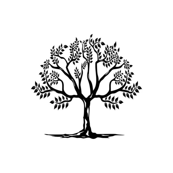 Silhueta Árvore Preta Simples Isolada — Vetor de Stock
