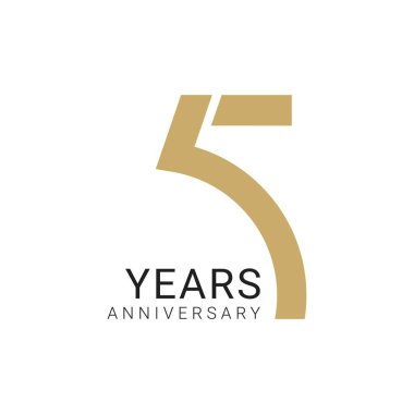 5., 5. Logo, 5. Yıldönümü Logosu, 5. Vektör Şablonu Bir doğum günü, davetiye, düğün, jübile ve tebrik kartı çizimi için tasarım elementi.