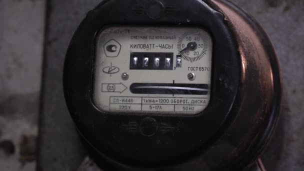 Mogilev Belarus January 2023 Old Fashioned Meter Measuring Electricity Consumption — Stok video