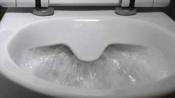Close Toilet Flushing Toilet Water Flush Close Toilet Flushing White — Wideo stockowe