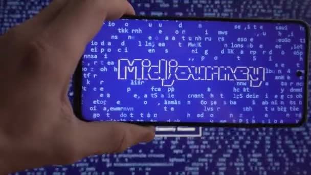 Mogilev Belarus February 2023 Midjourney Screen Mobile Phone Artificial Intelligence — Stock video