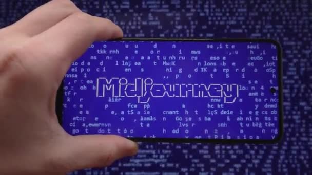 Mogilev Belarus February 2023 Midjourney Screen Mobile Phone Artificial Intelligence — Vídeo de Stock