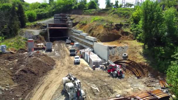 Drone Pour Construction Autoroute Géorgie Tbilissi Batoumi Pont Construit Sur — Video