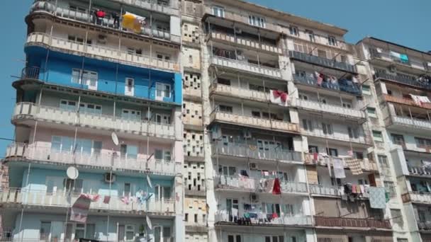 Old District Facade Old High Rise Building Batumi Which Dangerous — Stock Video