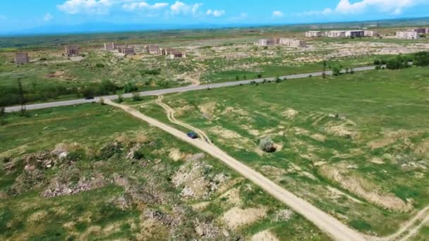 Vuelo Drones Sobre Ciudad Gyumri Región Más Arruinada Armenia Donde — Vídeos de Stock