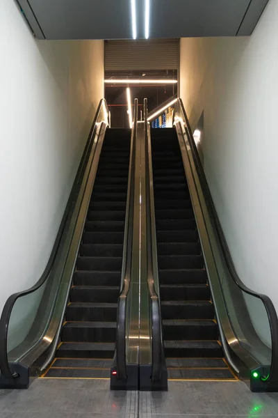 stock image Escalator without people in the mall. Vertical photo