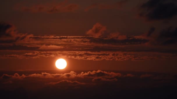 Cronologia Apusului Dramatic Cer Portocaliu Ziua Însorită Discul Soarelui Trece — Videoclip de stoc