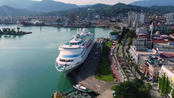 Batumi Georgia Julio 2023 Crucero Mar Astoria Grande Puerto Batumi — Vídeo de stock