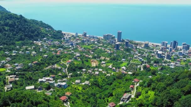 Prawdziwa Panorama Plaży Kvariati Miasta Gonio Batumi Gruzja Widok Tronu — Wideo stockowe