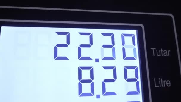 Wysokie Ceny Paliw Pobliżu Stacji Benzynowej Stacji Benzynowej Licznik Doładowania — Wideo stockowe