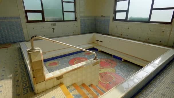 Old Abandoned Bath Radon Water Sanatorium City Tskhaltubo Georgia Stalin — Stock Video