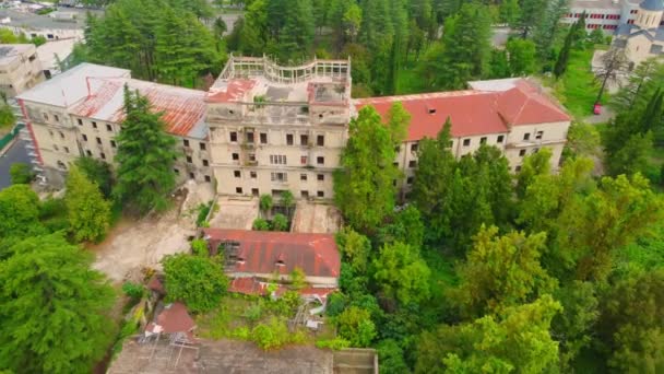 Detail Abandoned Soviet Sanatorium Tskhaltubo Georgia Tskaltubo Important Balneological Resort — Stock Video