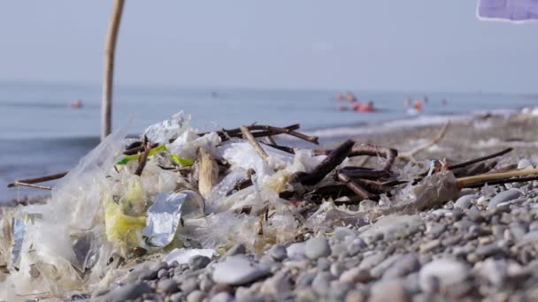 Ecologia Rifiuti Plastici Emergenza Ambientale Inquinamento Idrico Concetto Ecologia Persone — Video Stock