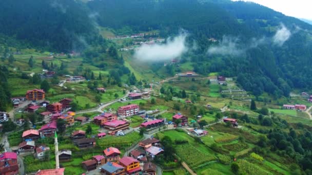 Vista Aérea Del Pueblo Uzungol Las Montañas Ciudad Trabzon Turquía — Vídeos de Stock