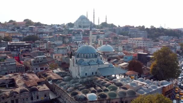 Drone Vista Eminonu Yeni Cami Distrito Estambul Turquía Nueva Mezquita — Vídeos de Stock
